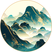 镀金国潮风山脉插画