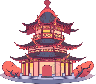 国风阁楼传统建筑图形素材