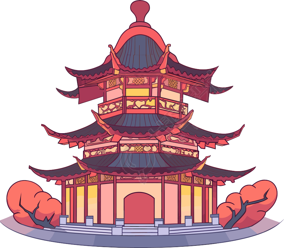国风阁楼传统建筑图形素材