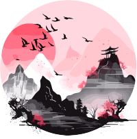 国潮风远山透明背景素材