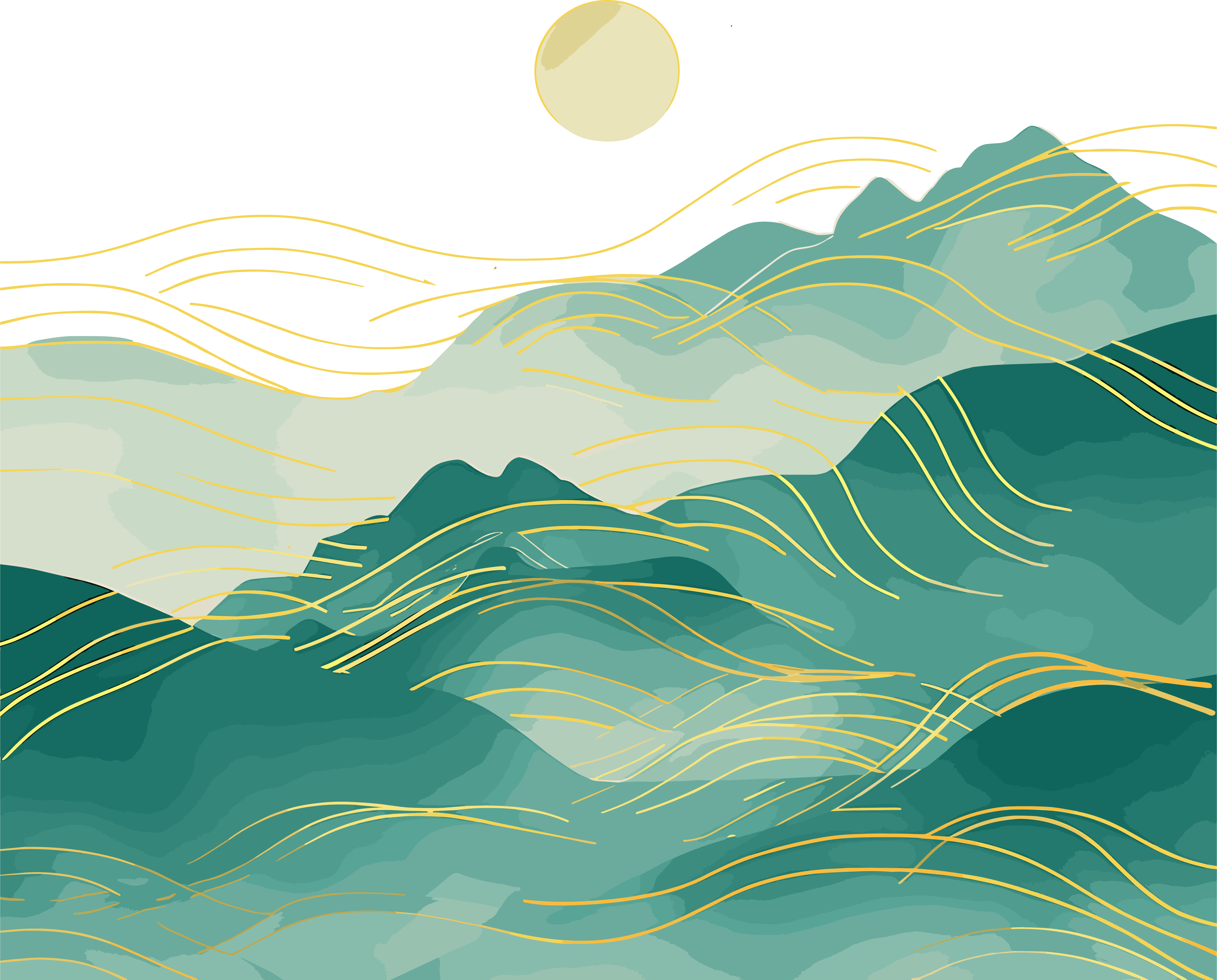 国潮风山脉商业设计图形插画