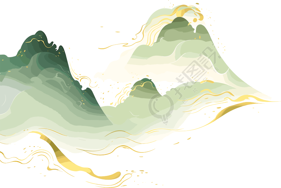 国潮风山脉图形设计抽象插画