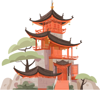 国风阁楼建筑插图