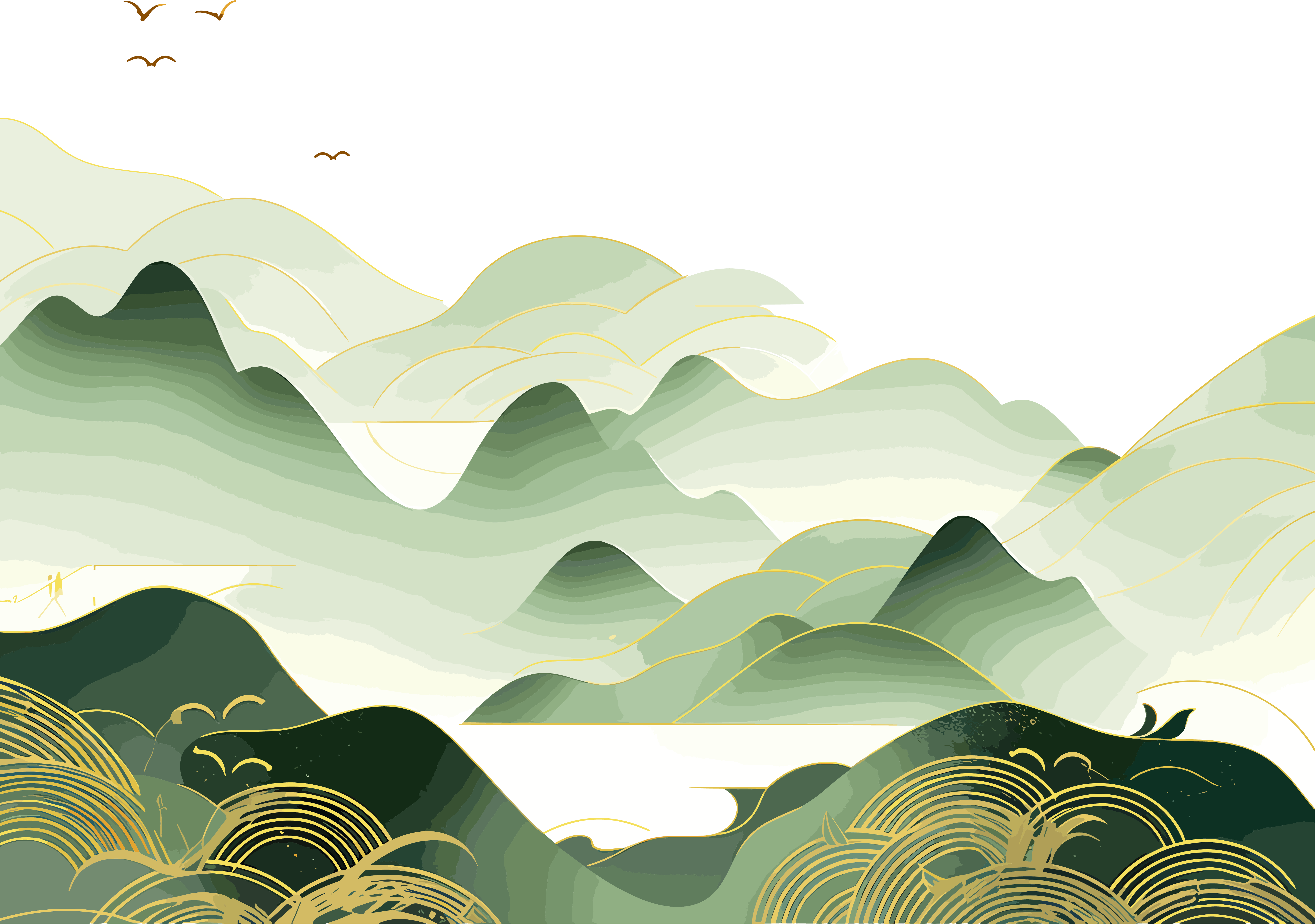 国潮风山脉抽象图形素材