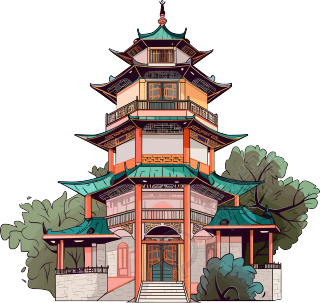 国风阁楼图形素材