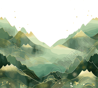 镀金国潮风山脉素材