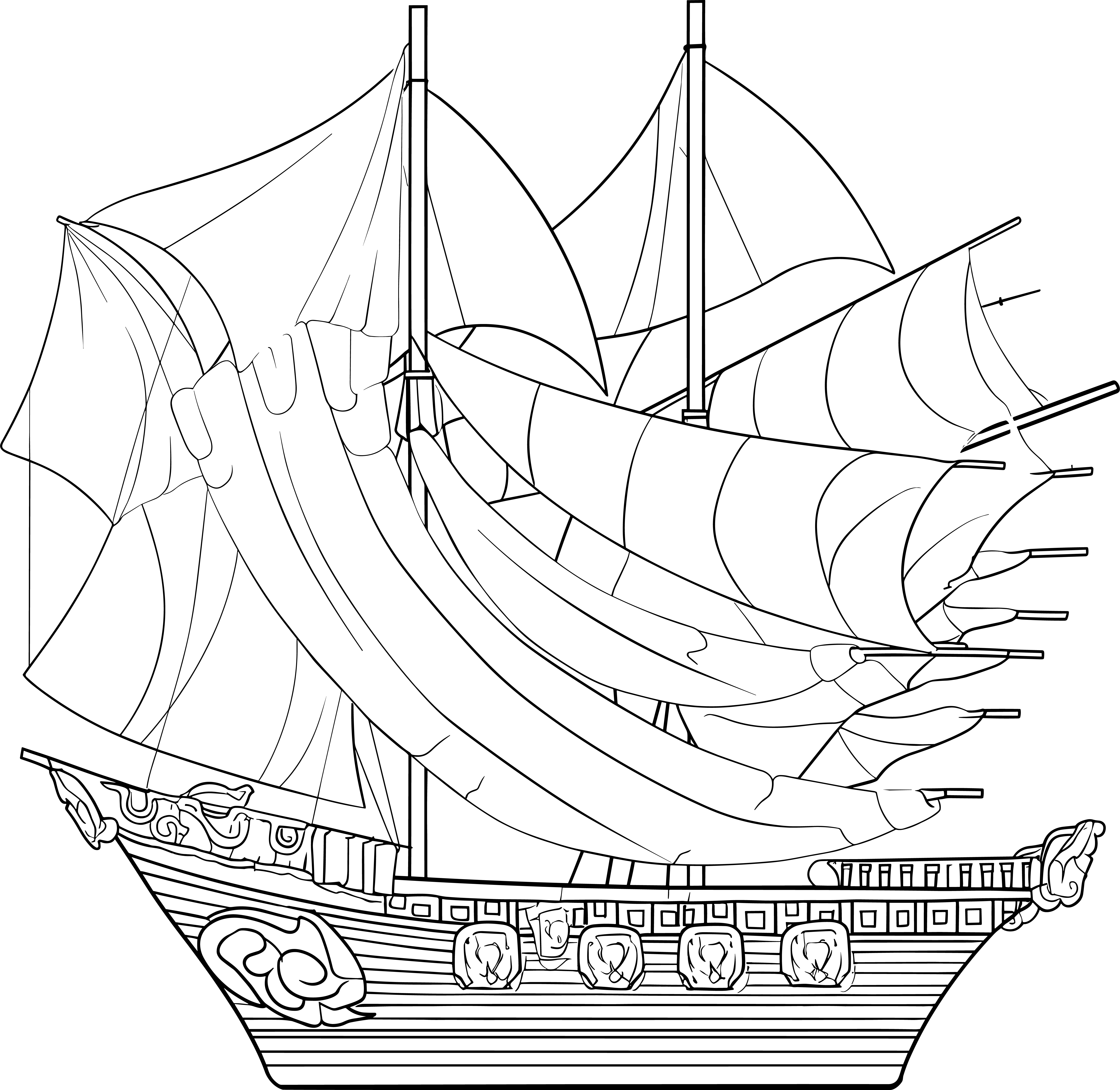线条帆船PNG高清图形素材