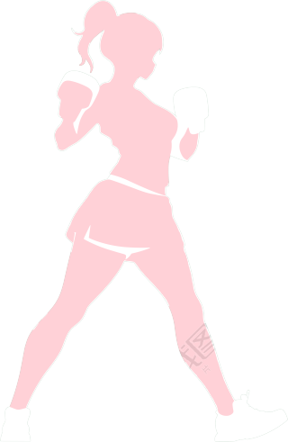 运动女生剪影扁平风格设计素材
