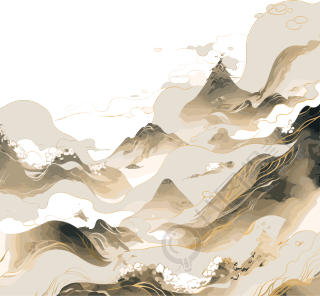 镀金国潮风山脉抽象素材