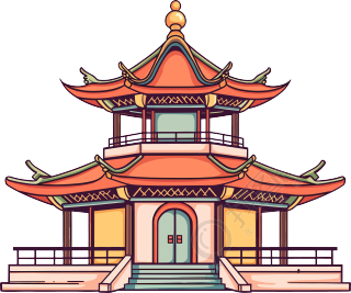 国风阁楼透明背景插图