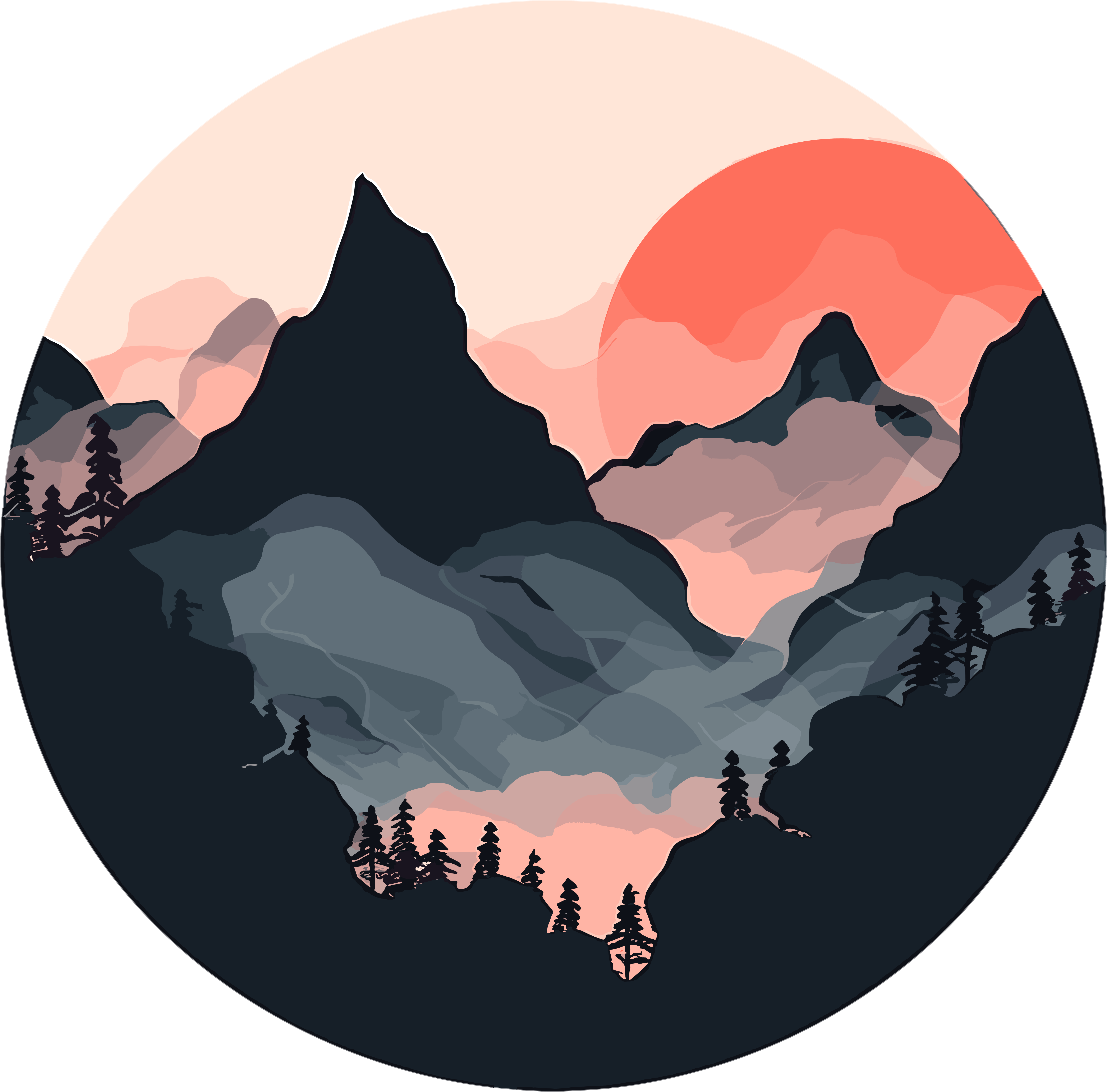 国潮风远山创意设计素材