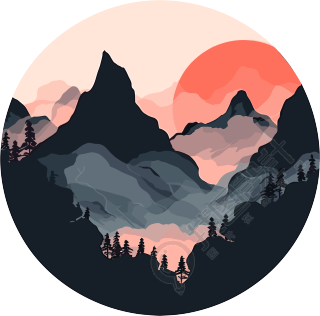 国潮风远山创意设计素材
