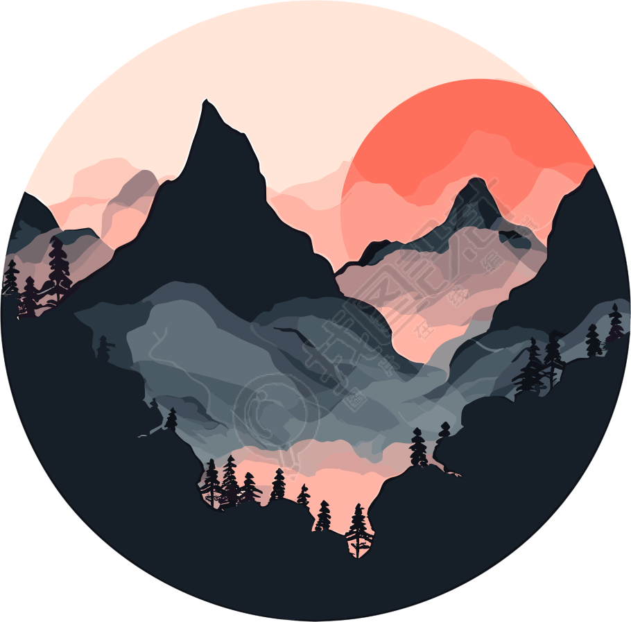 国潮风远山创意设计素材