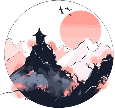 国潮风远山商业插画