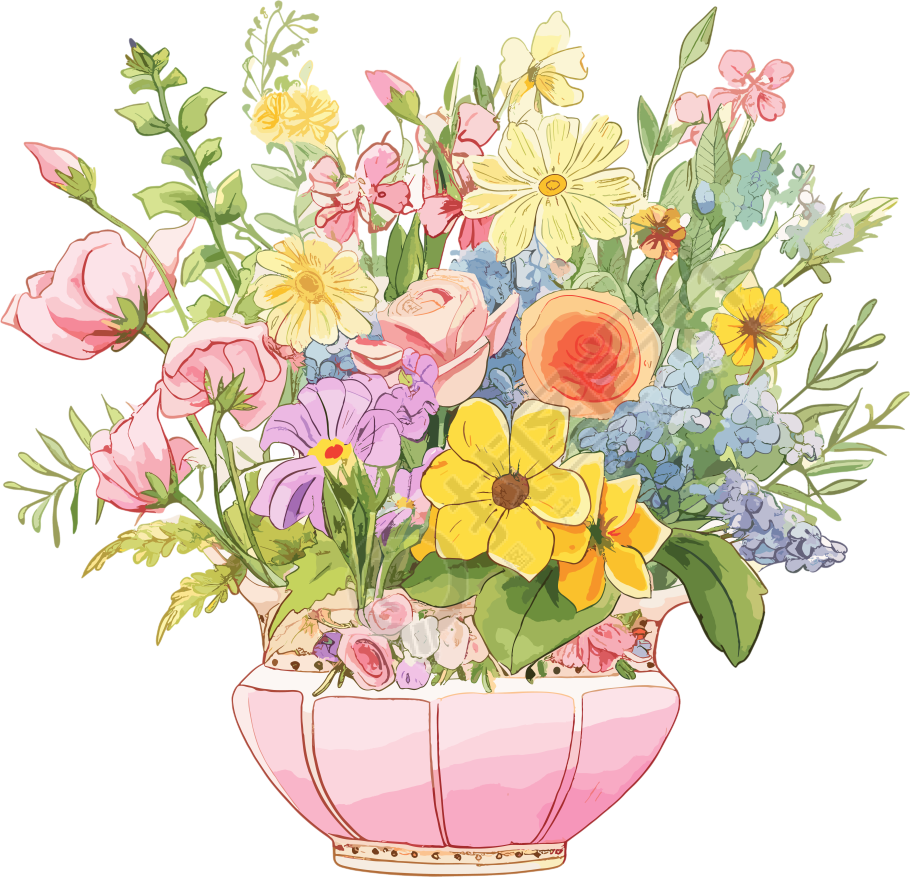 水彩花卉手绘插图