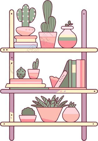 可爱书架简约设计插画