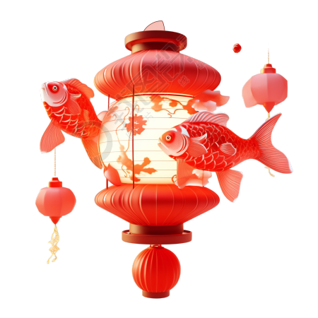 3D红灯笼插画设计元素