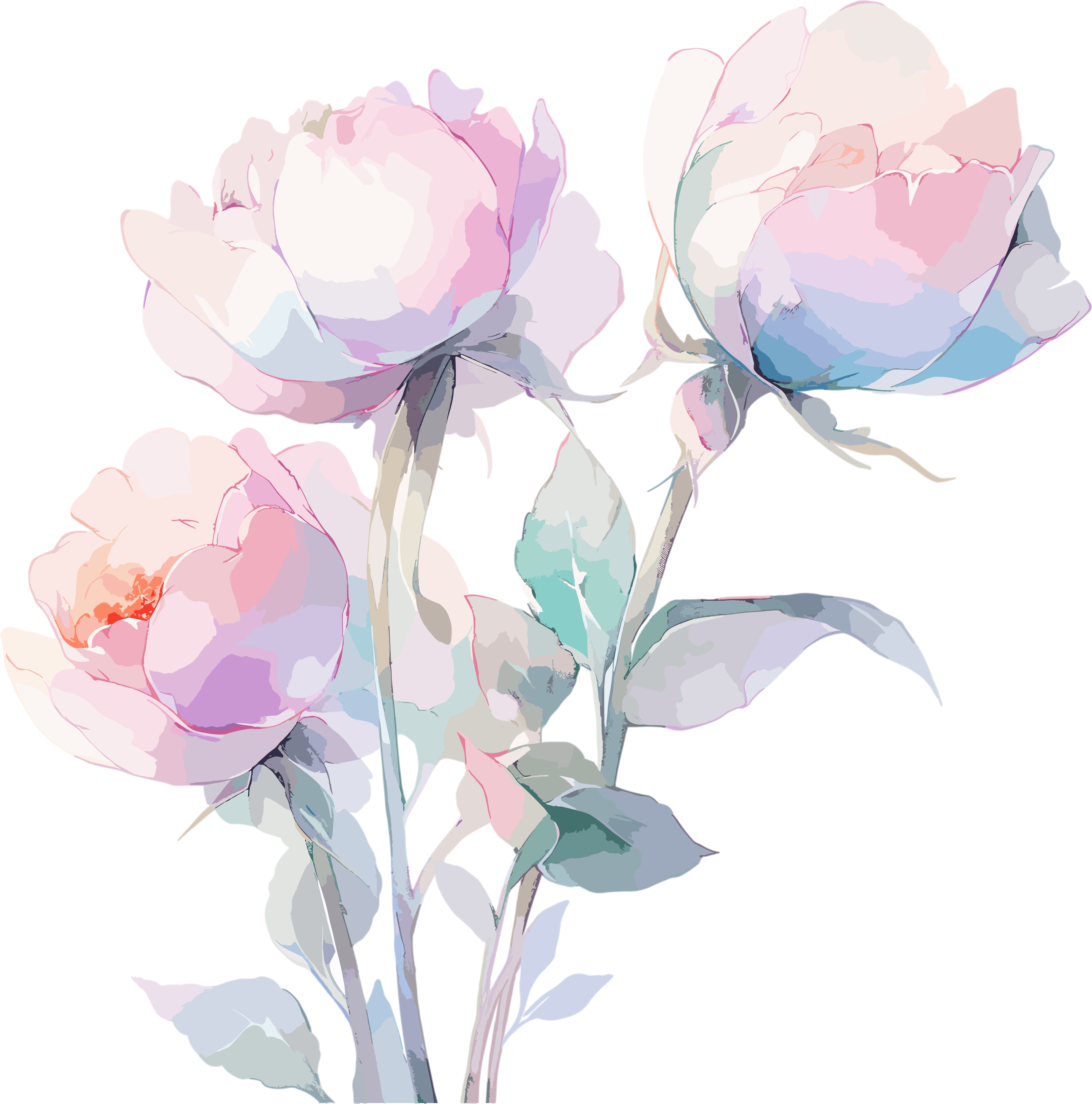 水彩花卉绽放插画