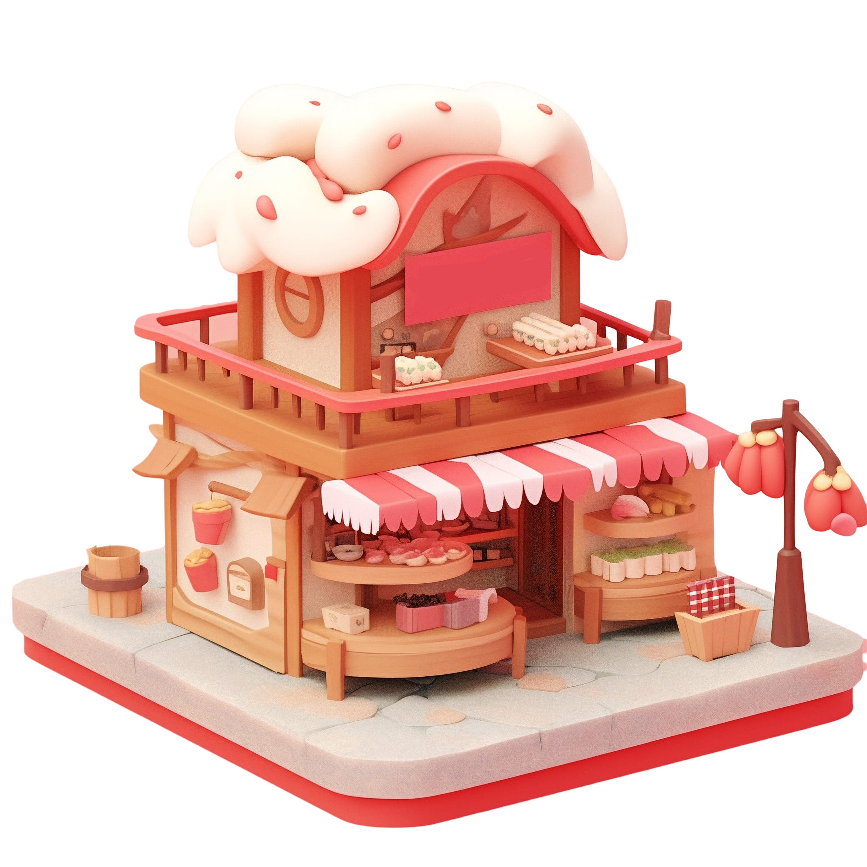 3D粉色小房子高清素材