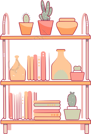 可爱书架矢量插画素材