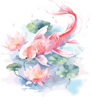 锦鲤荷叶插图