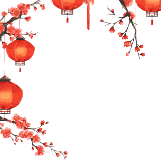 新年灯笼边框中式插画设计