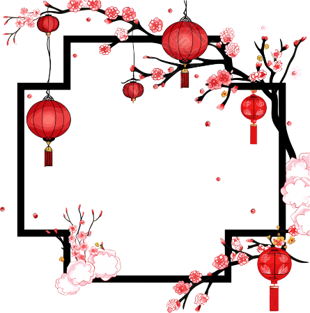 新年灯笼边框插画