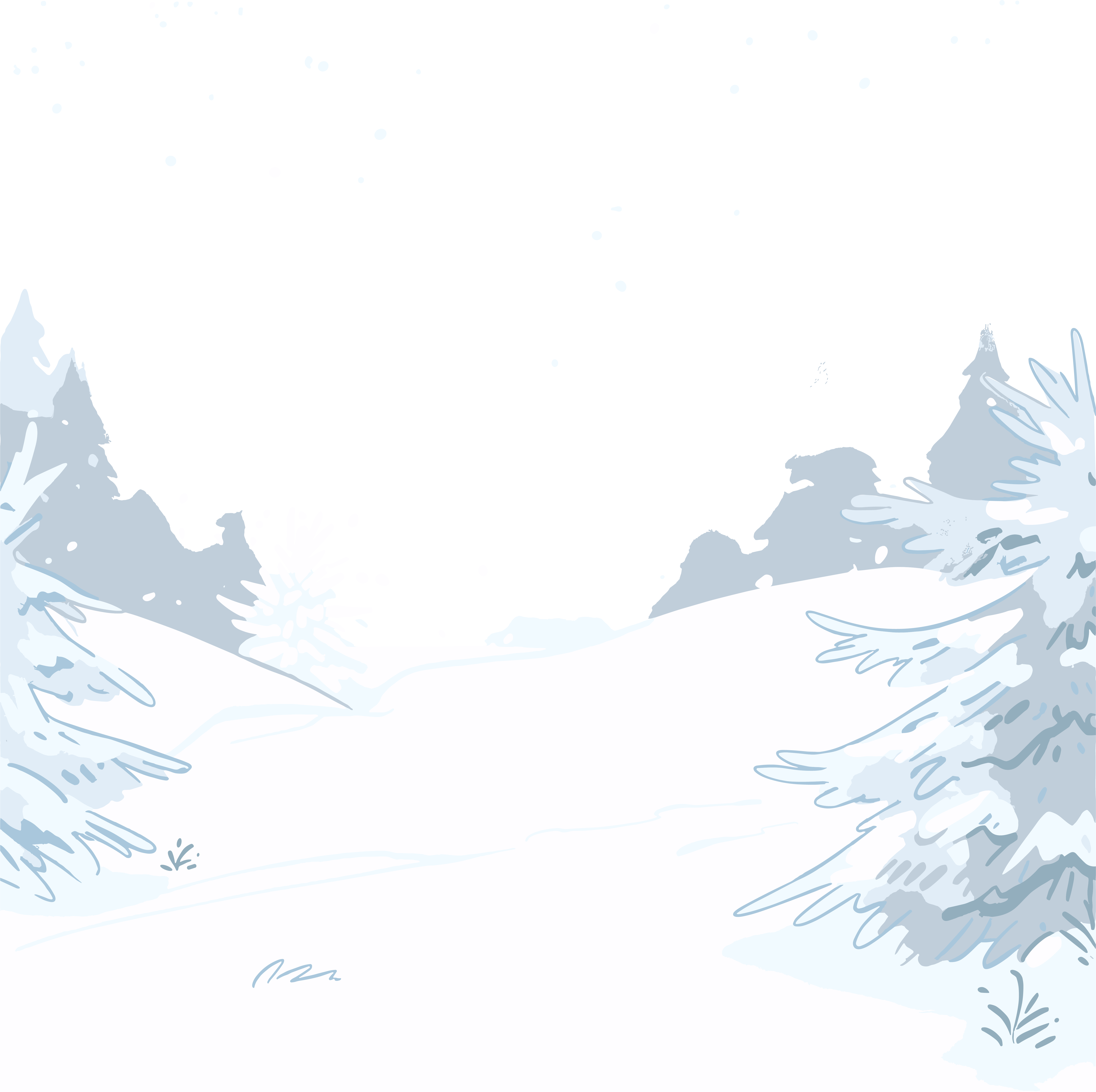雪景手绘可商用插画