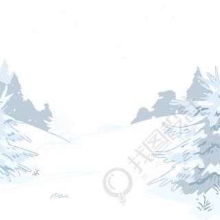 雪景手绘可商用插画