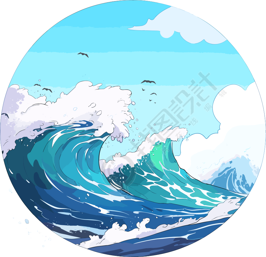 卡通海洋透明背景插画