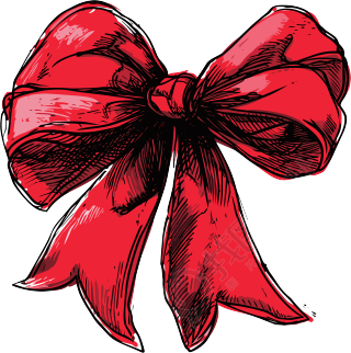 红色蝴蝶结手绘插画
