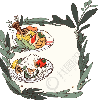 餐牌精美插画素材