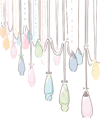 卡通珠帘插画设计素材