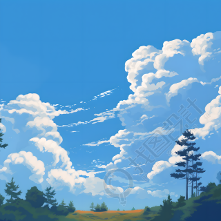 蓝天背景插画设计元素