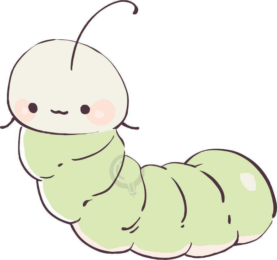 蚕宝宝手绘PNG插画