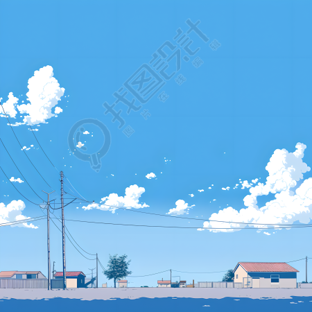 蓝天背景简洁插画