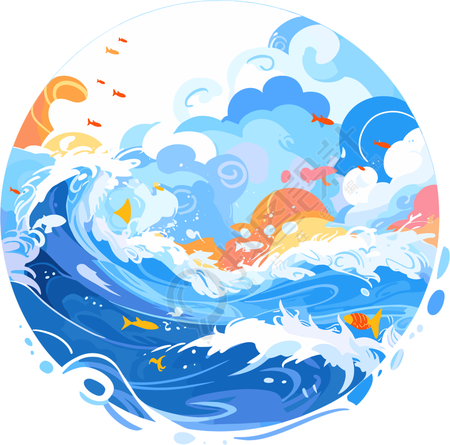 卡通海洋透明背景PNG图形素材