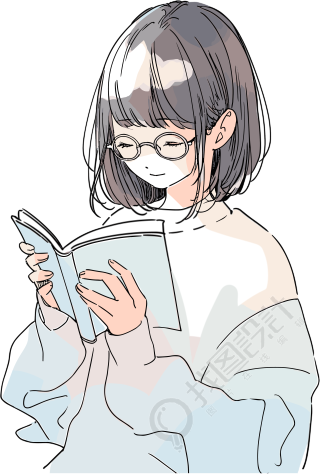卡通读书插图设计素材