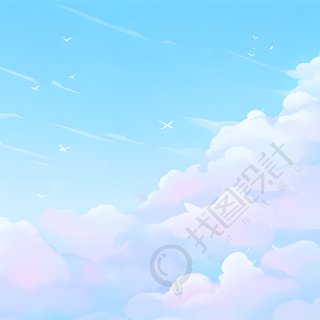 蓝天背景清新简约插画