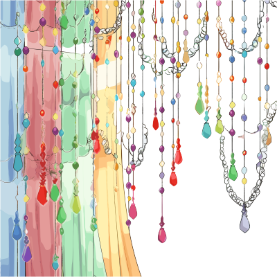卡通珠帘插画素材