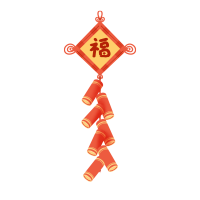 小年手绘福字鞭炮创意素材