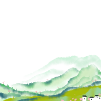 立春节气水墨青山桃花素材