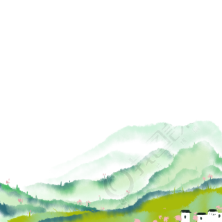 立春节气水墨青山桃花素材
