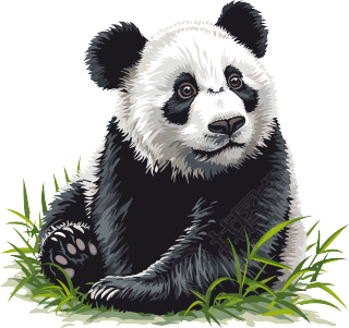 熊猫卡通简单可爱插画