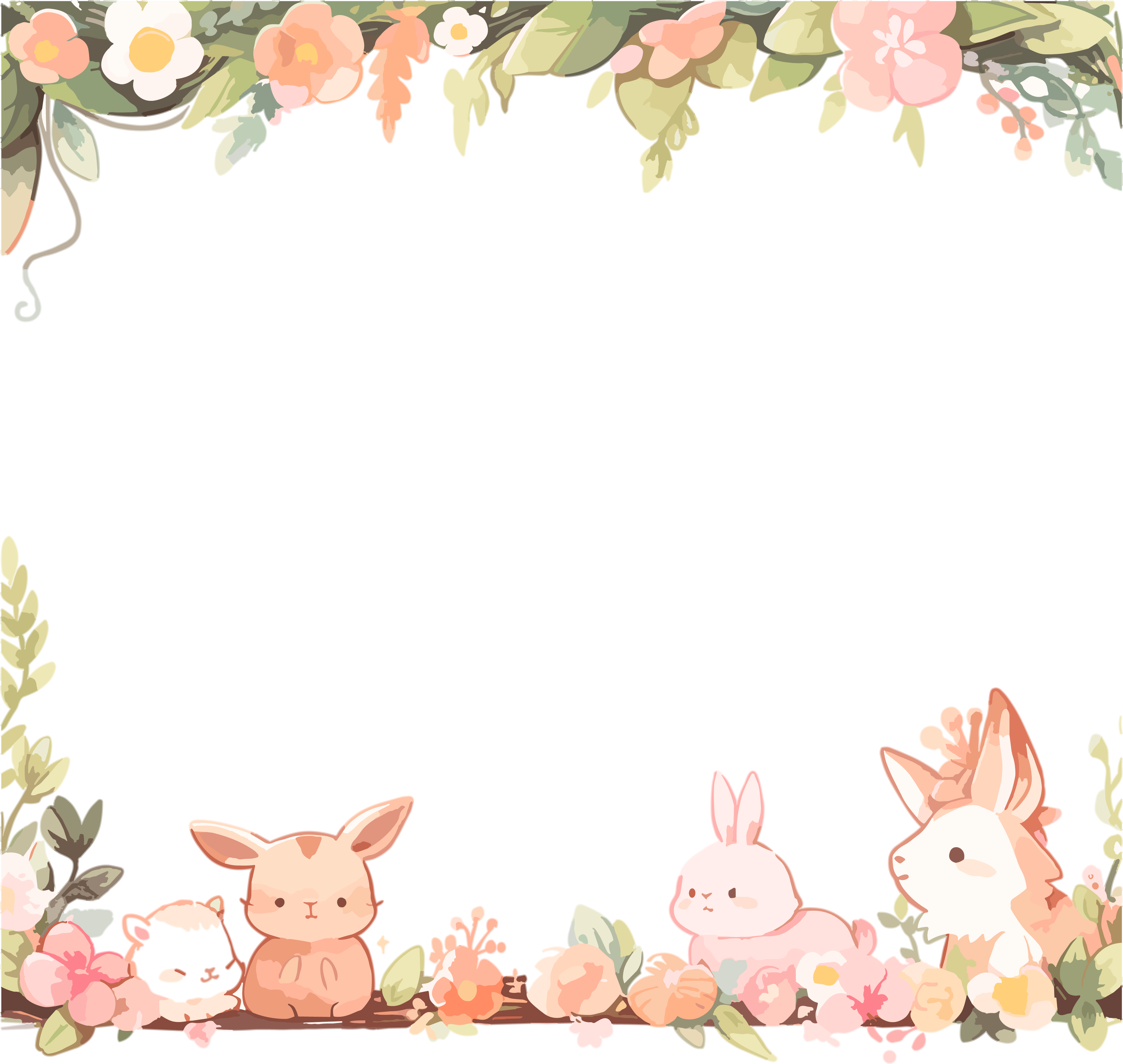 可爱动物边框矢量插画