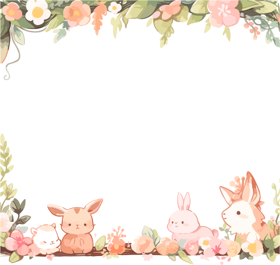 可爱动物边框矢量插画