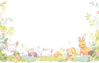 可爱动物边框简洁插图