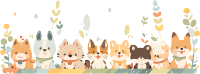 可爱动物边框透明背景插画