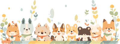 可爱动物边框透明背景插画