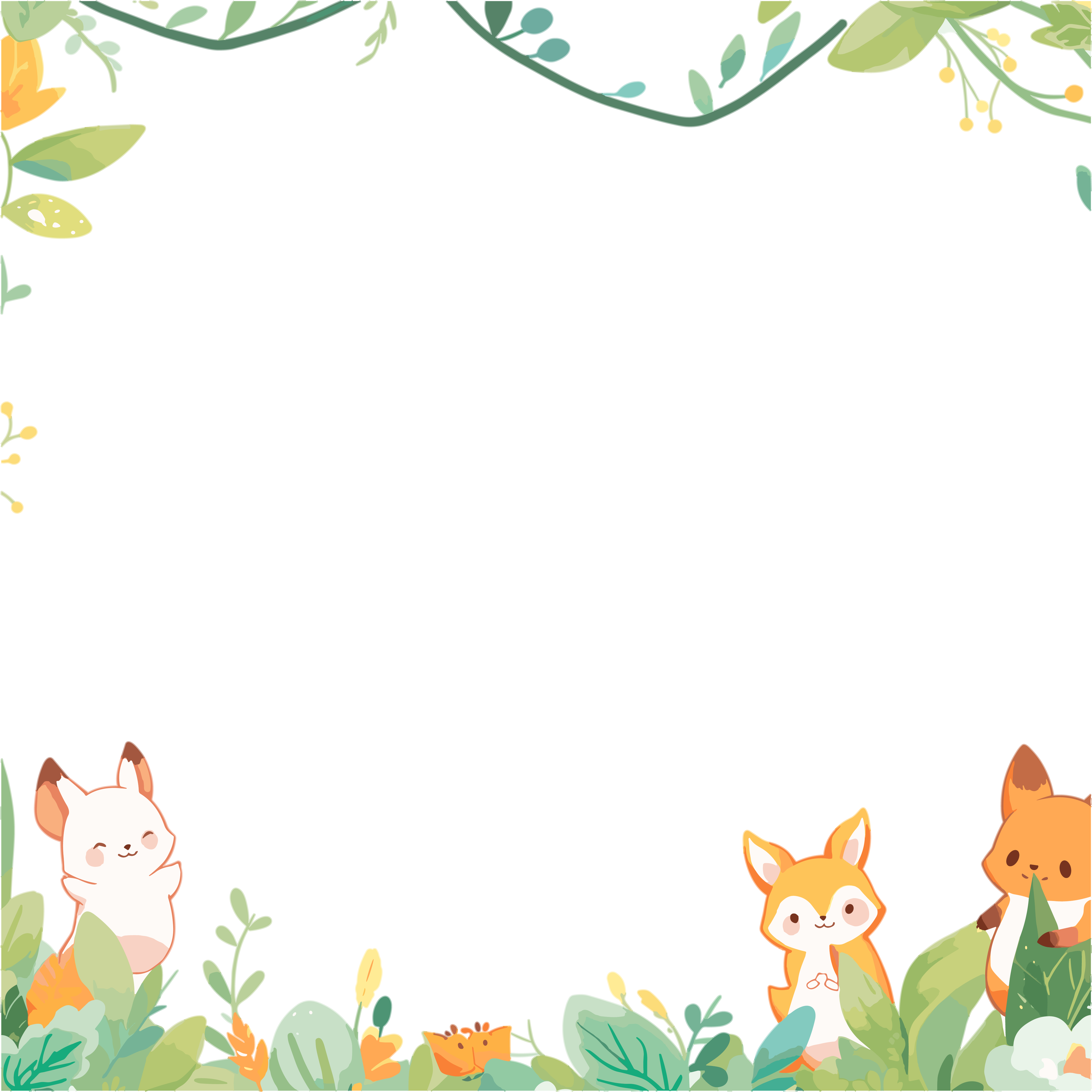 可爱动物边框高清PNG插画